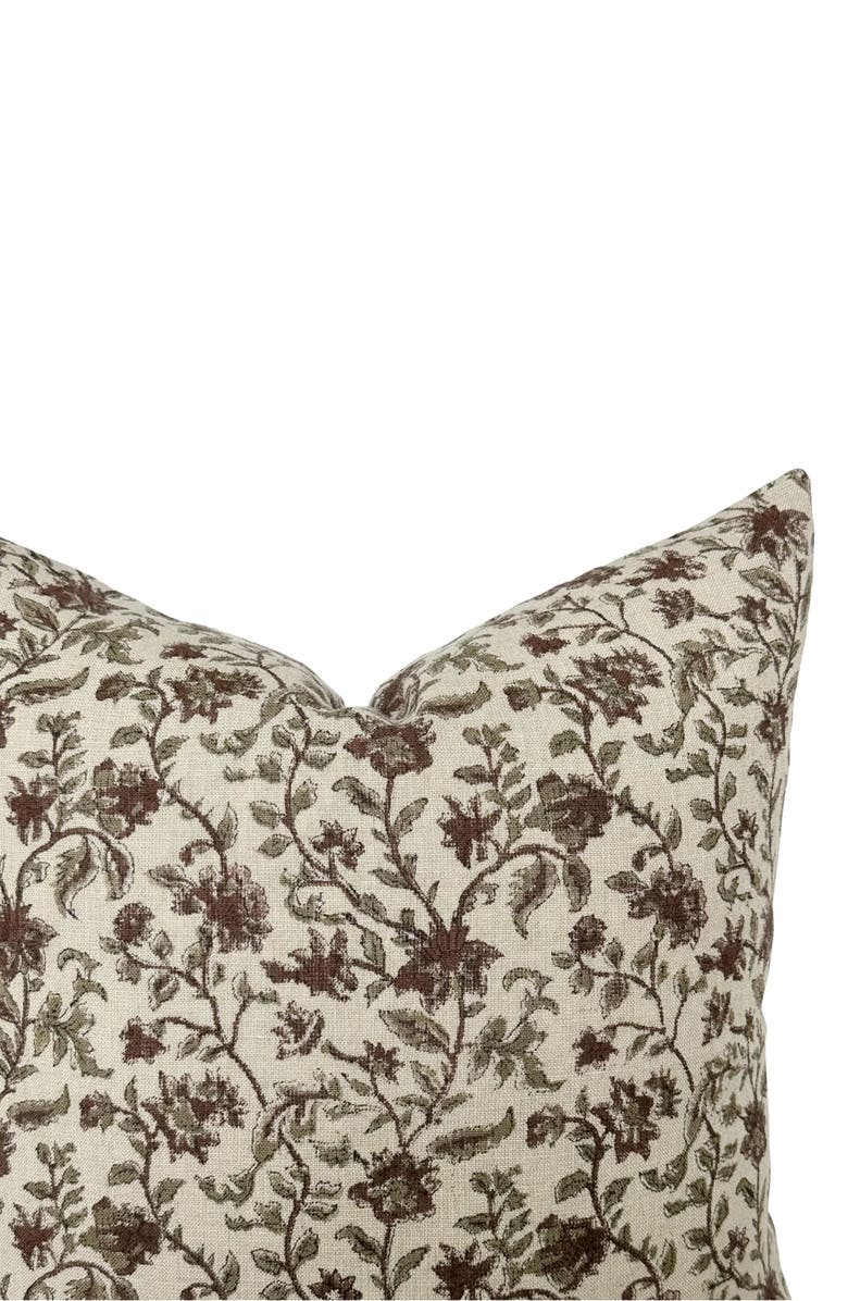 Linen & James Bridgitt Deep Rose & Sage Floral Pillow Cover, Alternate, color, Tan