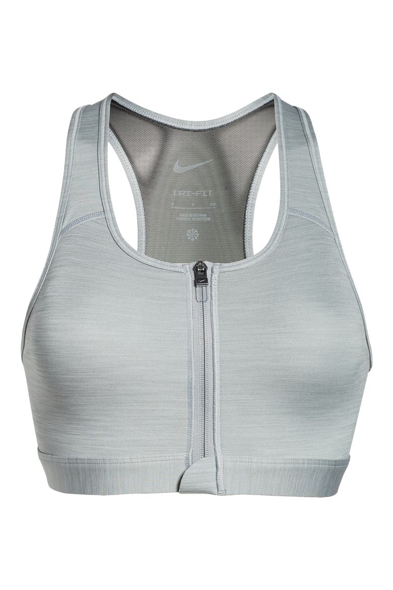 Dri-FIT Swoosh Zip-Front Sports Bra, Alternate, color, PARTICLE GREY/ HEATHER/ BLACK