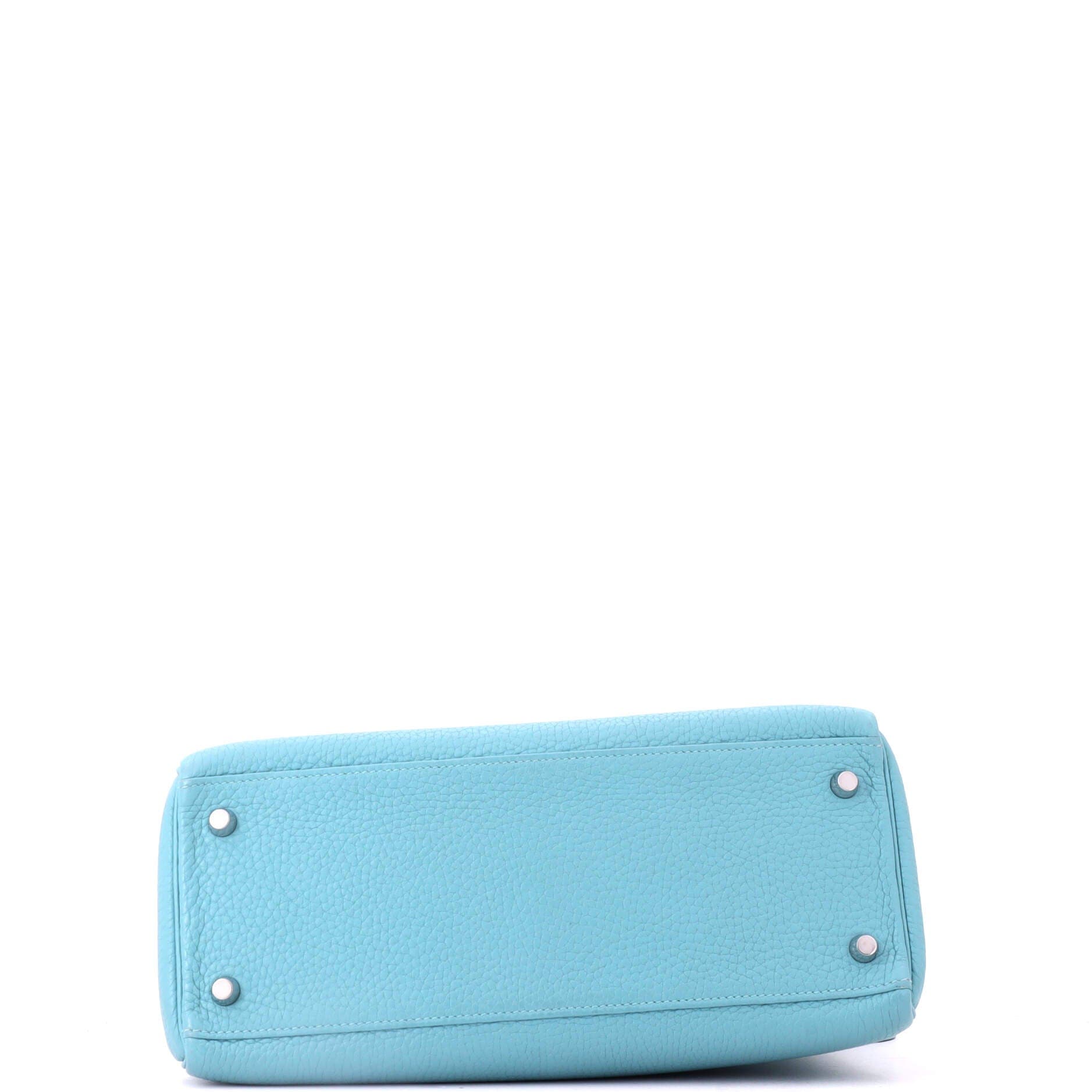 Kelly Handbag Blue Clemence with Palladium Hardware 28, Alternate, color, Blue