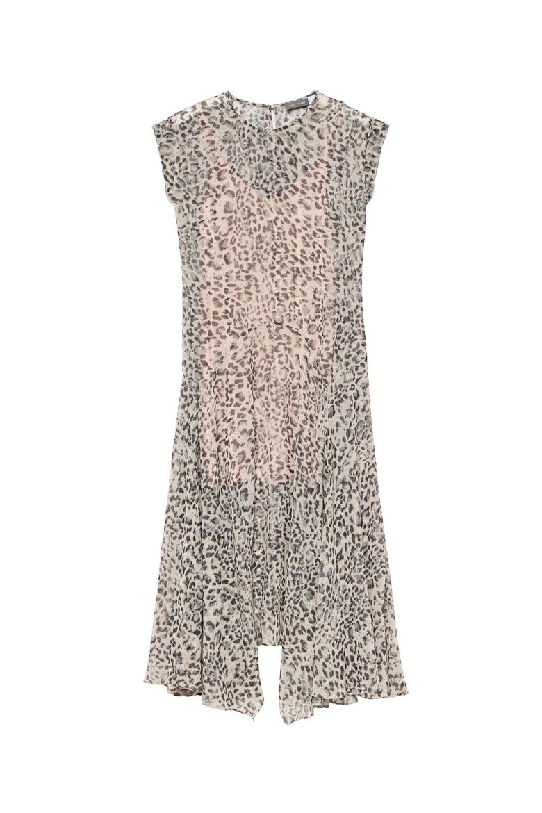 Leopard Print Cap Sleeve Midi Dress, Alternate, color, Camel