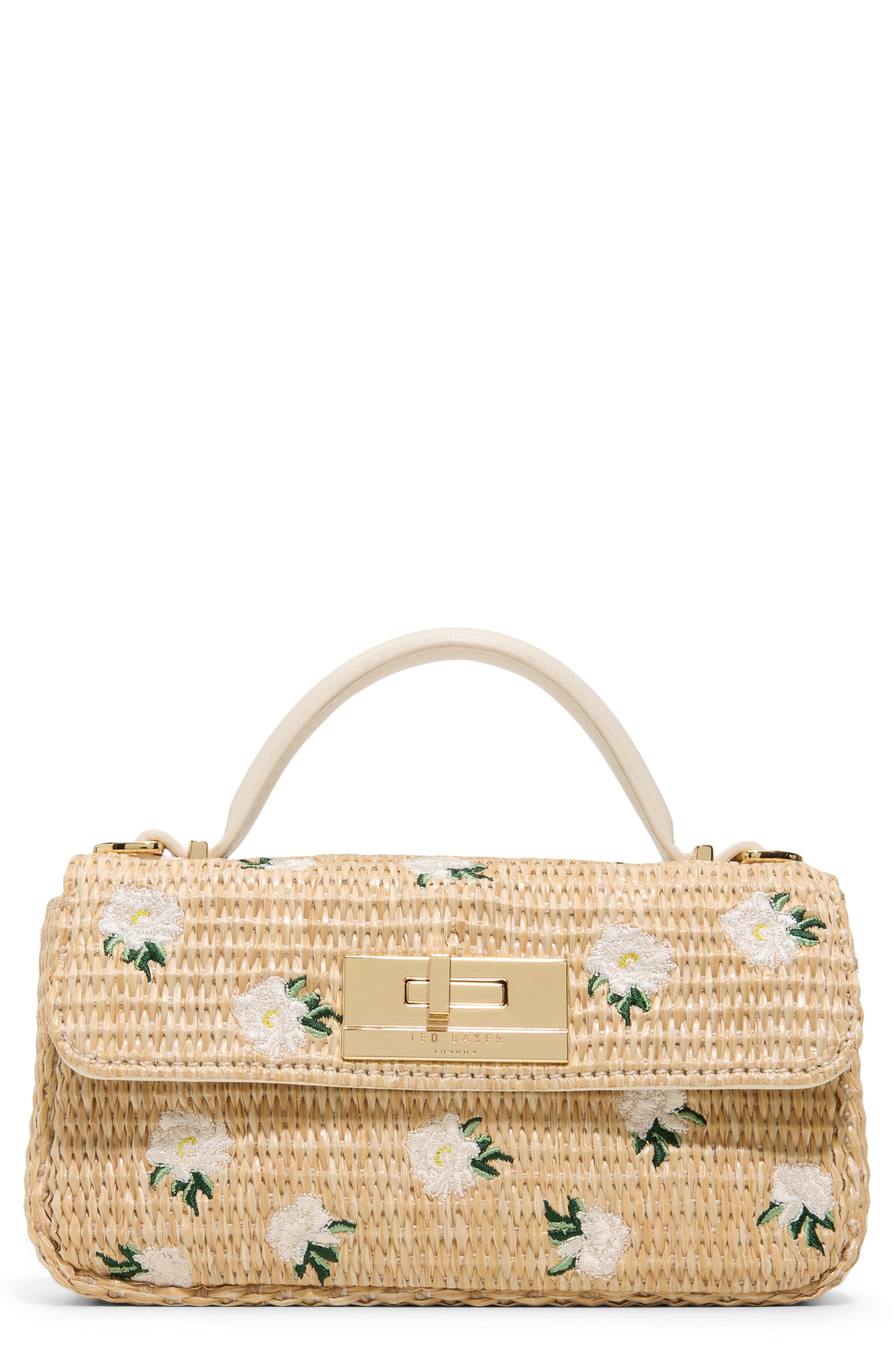 Ted Baker Ella Floral Embroidered Crossbody Bag, Main, color, Natural/ White