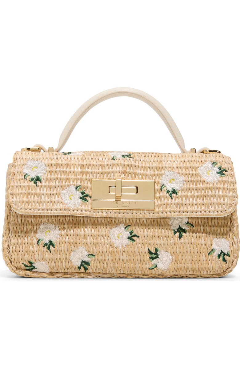 Ted Baker Ella Floral Embroidered Crossbody Bag, Main, color, Natural/ White