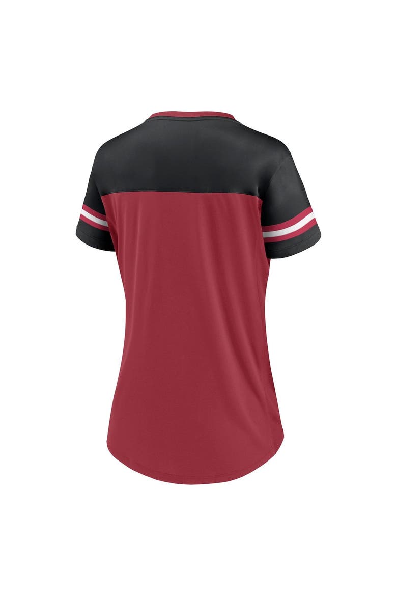 Women's Fanatics Branded Cardinal/Black Arizona Cardinals Blitz & Glam Lace-Up V-Neck Jersey T-Shirt, Alternate, color, Cardinal