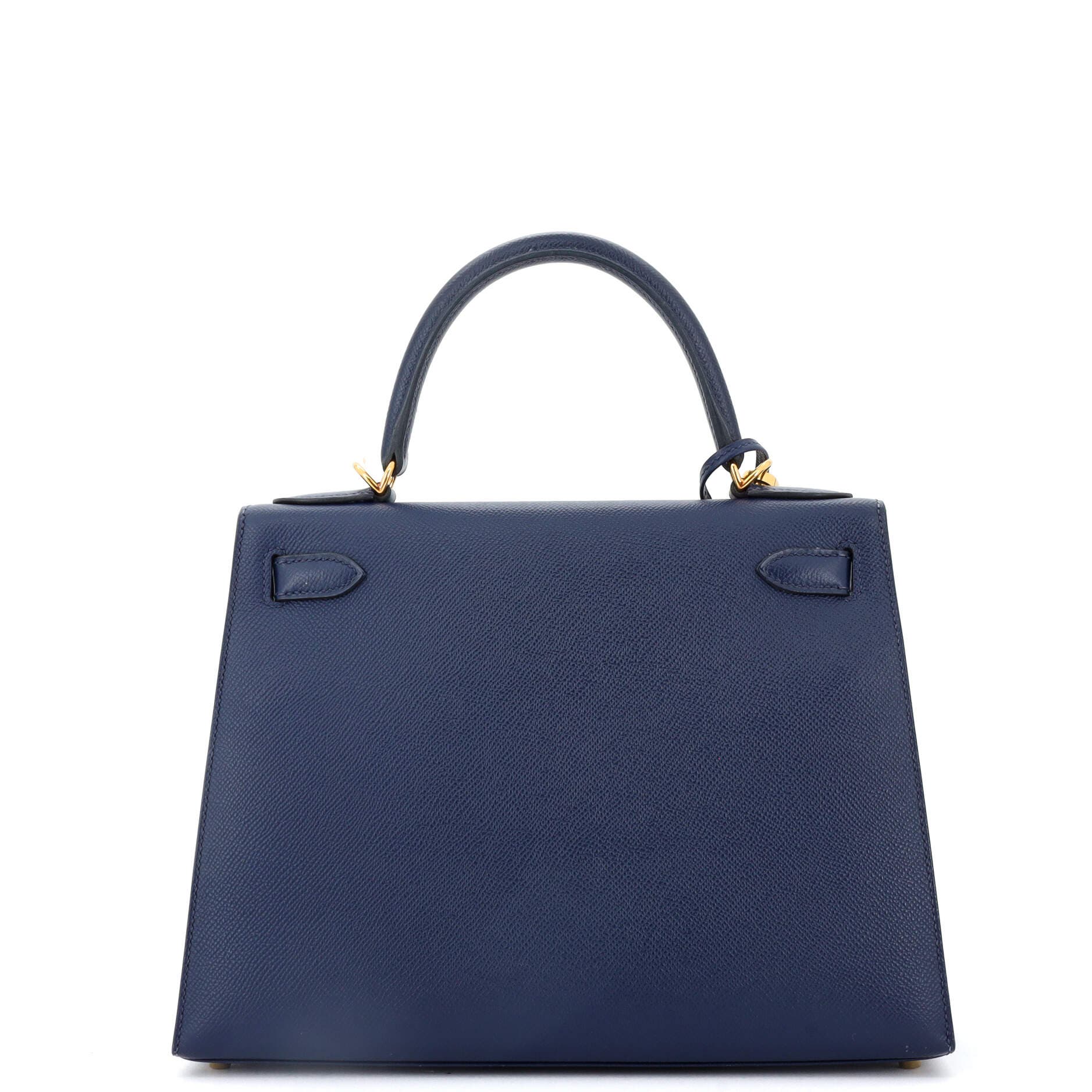 Pre-Owned Hermes Kelly Handbag Blue Epsom with Gold Hardware 28, Alternate, color, 