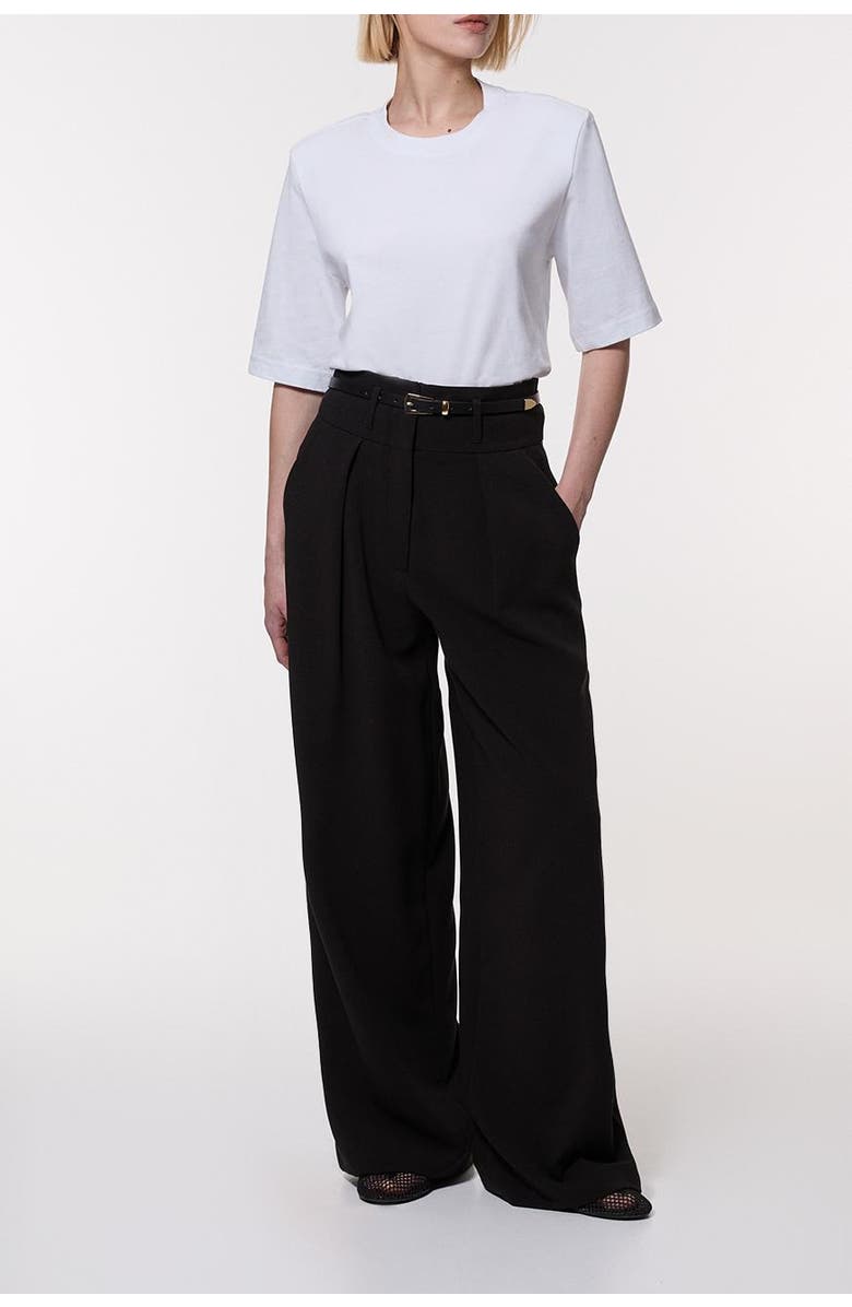 Karen Millen High Waist Wide Leg Pants, Alternate, color, Black