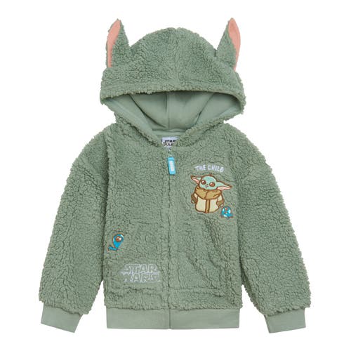 Star Wars Baby Yoda The Mandalorian Faux Shearling Hoodie in Green 