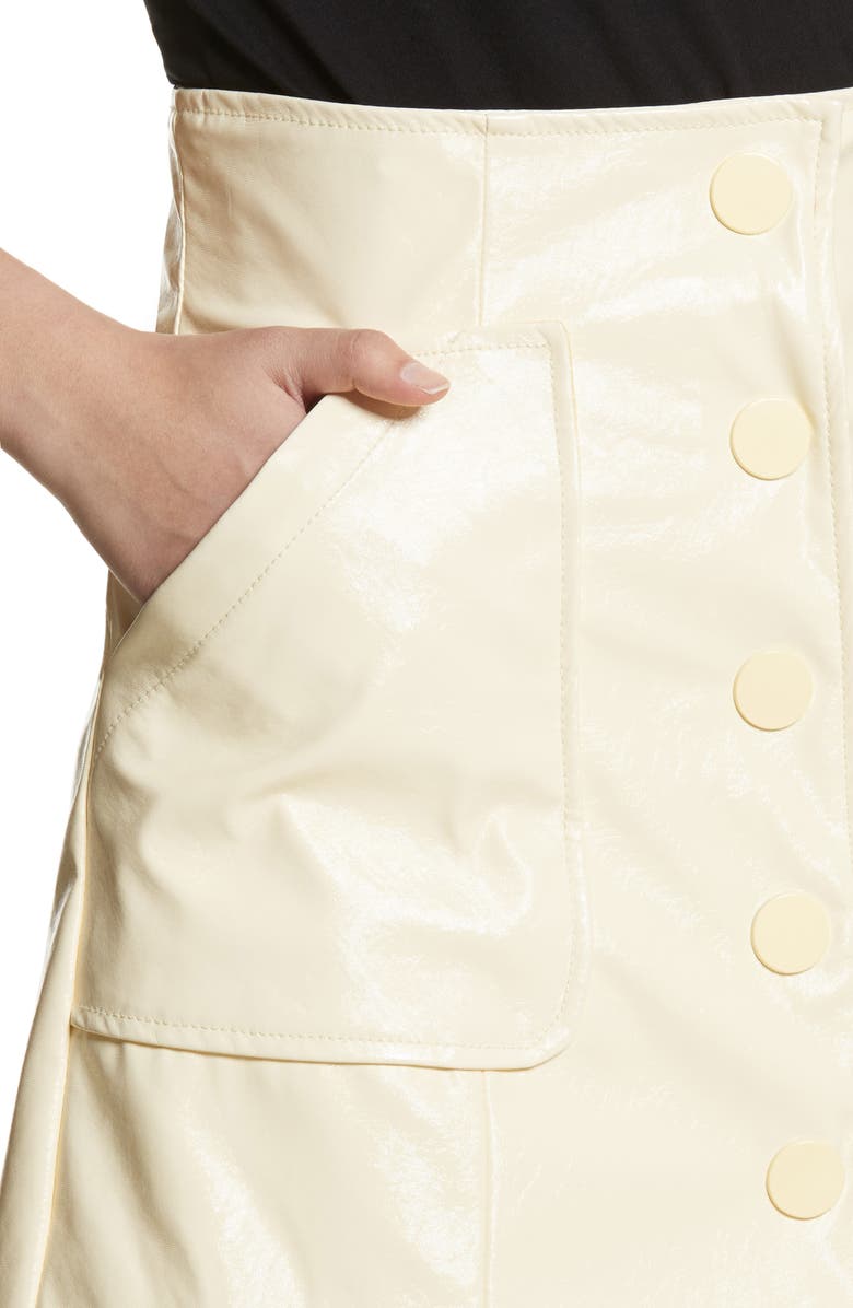 Ganni Monterey Faux Patent Miniskirt, Alternate, color, 