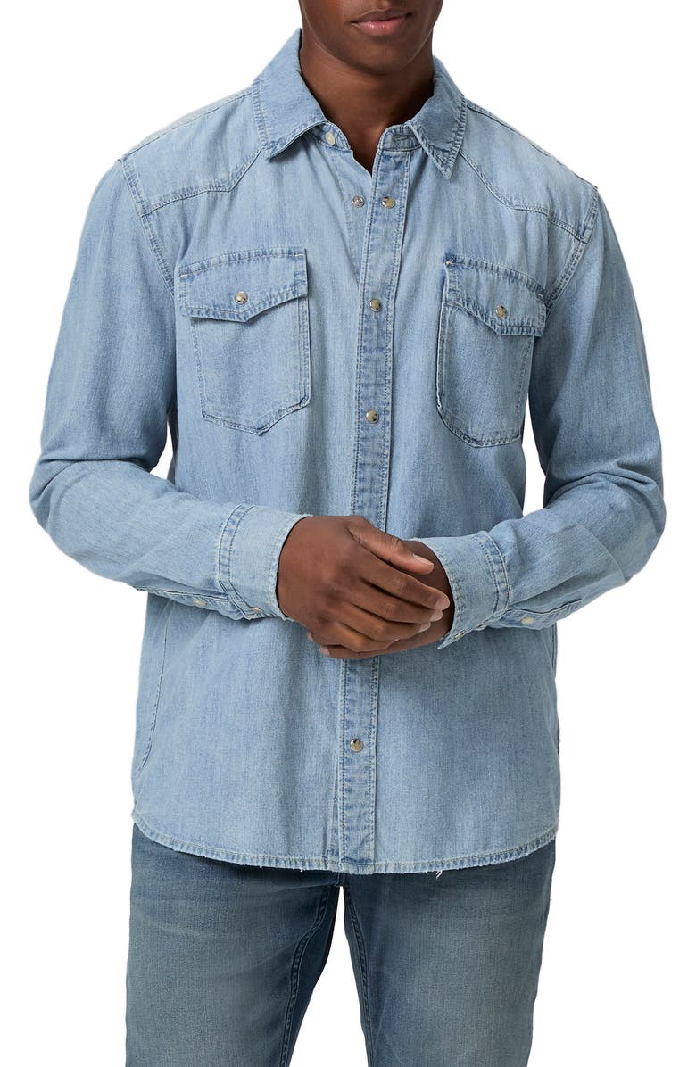 PAIGE Cazador Cotton Denim Snap-Up Western Shirt, Main, color, 
