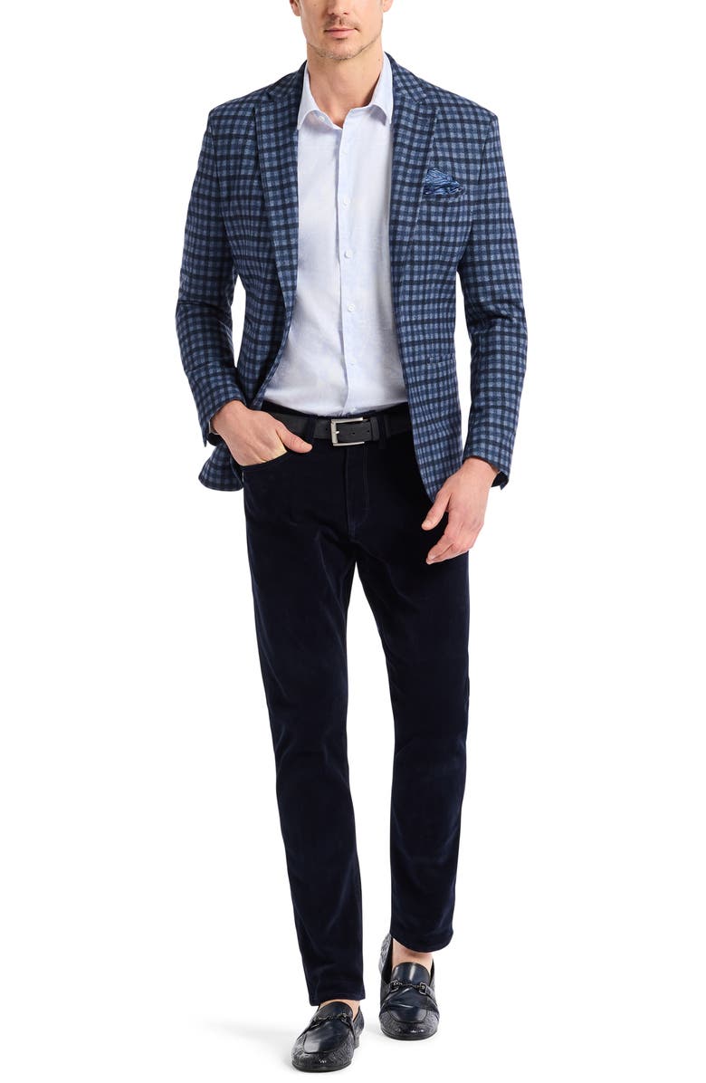 Robert Graham Marvin Check Brushed Knit Sport Coat, Alternate, color, Navy