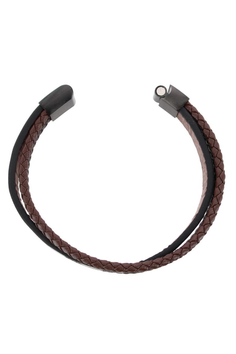 Heritage Oak Tree Leather Tri-Stranded Leather Bracelet, Alternate, color, Brown