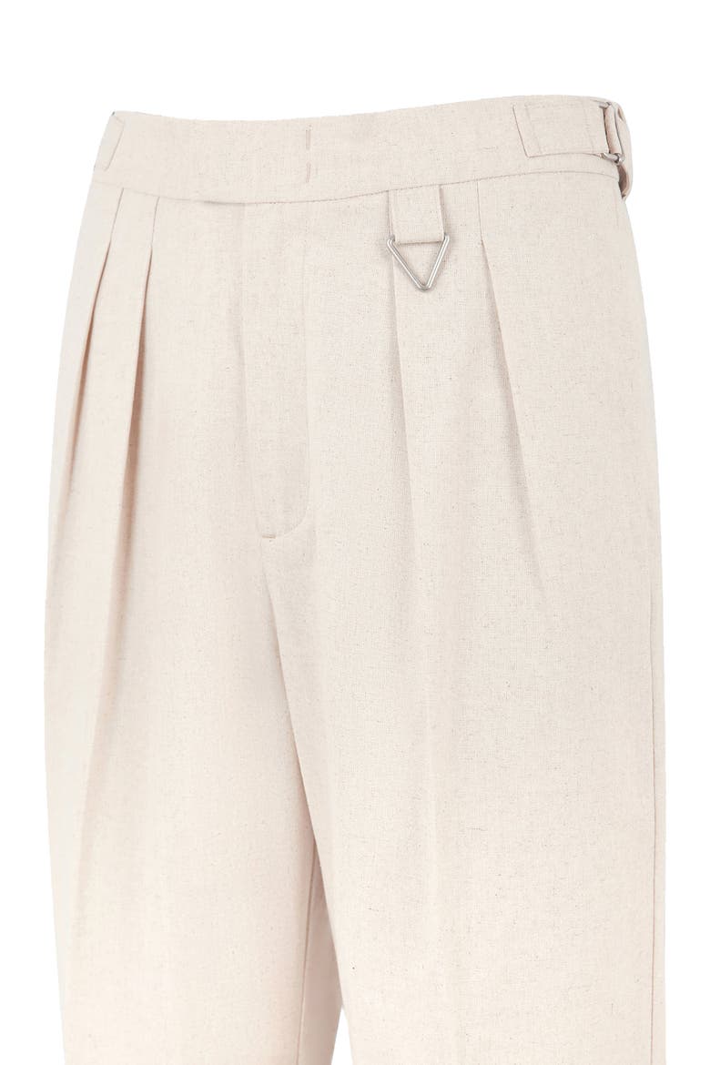 Pierre Relaxed Fit Linen Pleated Tailored Trousers, Alternate, color, Natural