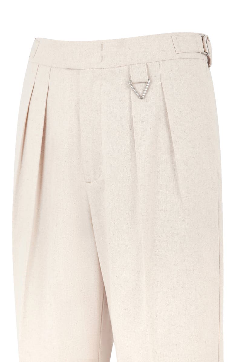 Manière De Voir Pierre Relaxed Fit Linen Pleated Tailored Trousers, Alternate, color, Natural