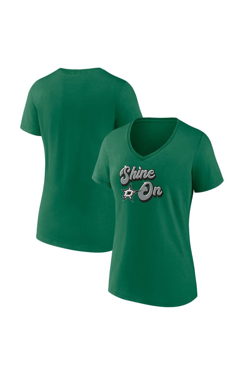 FANATICS Women's Fanatics Kelly Green Dallas Stars Iconic V-Neck T-Shirt, Main, color, Kelly Green