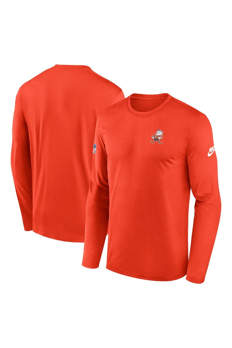 Men's Nike Orange Cleveland Browns Legend Small Logo Performance Long Sleeve T-Shirt, Alternate, color, Orange