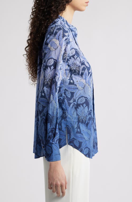 Kobi Halperin Napa Ombre Floral-print Blouse In Blue Multi