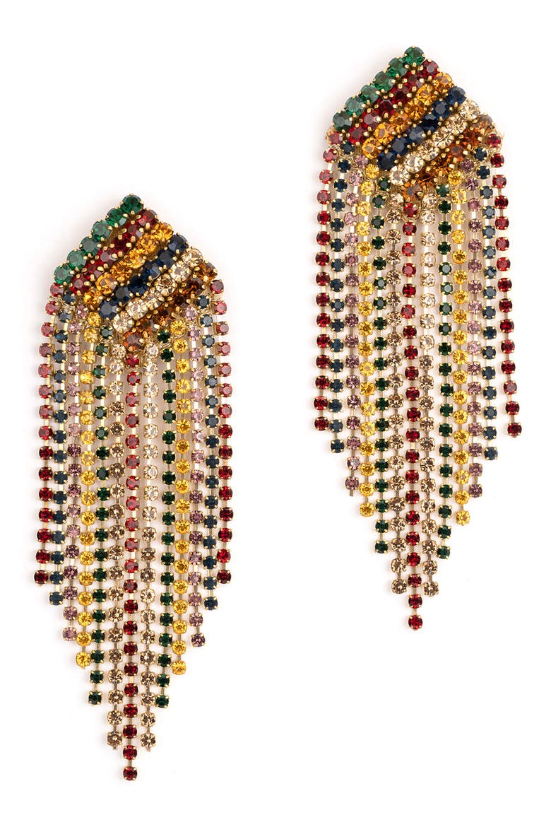 Niomi Crystal Fringe Drop Earrings, Main, color, MULTI