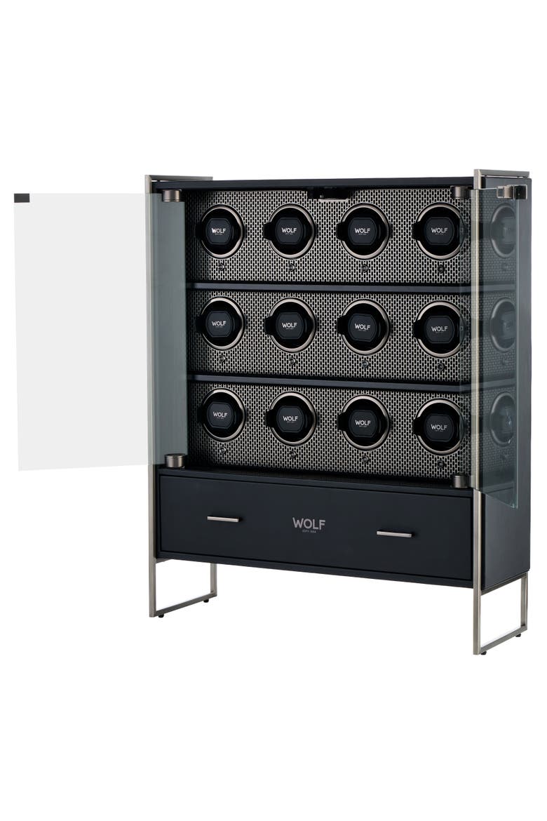 Axis 12 Piece Watch Winder Cabinet, Alternate, color, Powder Coat