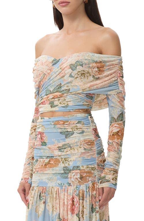 Afrm Dido Floral Off The Shoulder Crop Top In Multi