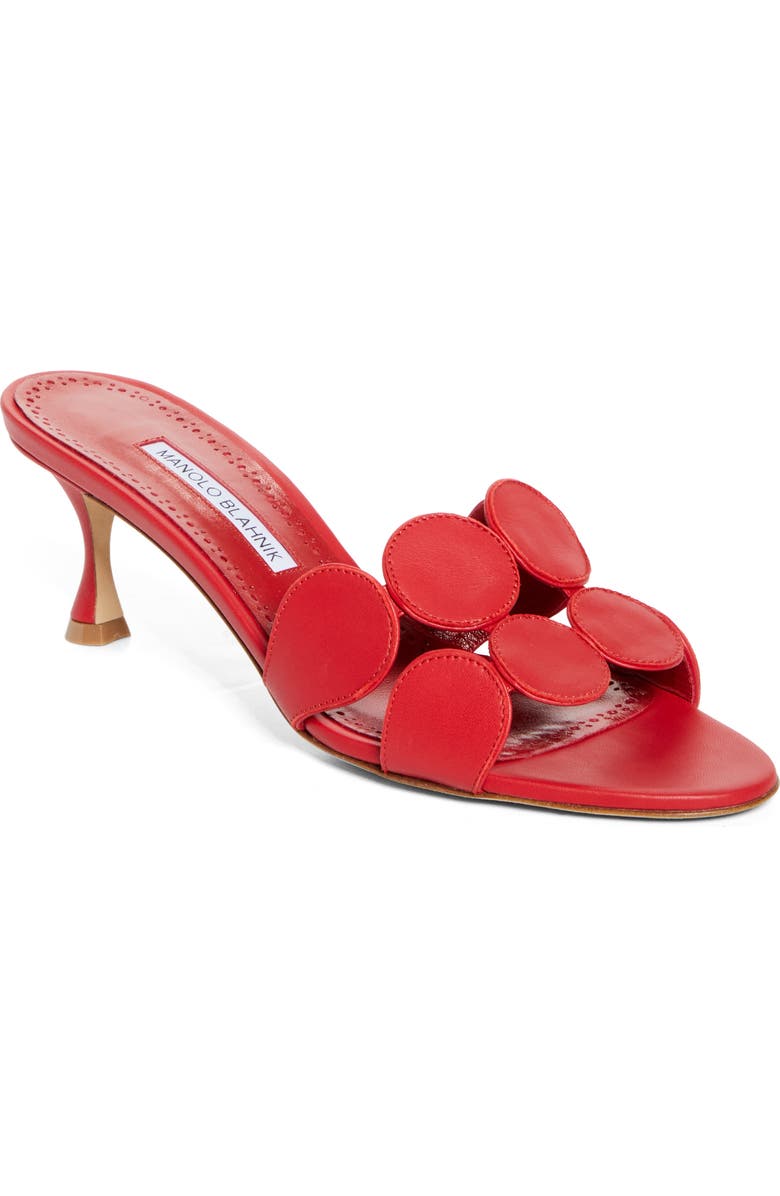 Manolo Blahnik Haribalmu Kitten Heel Sandal, Main, color, Bright Red