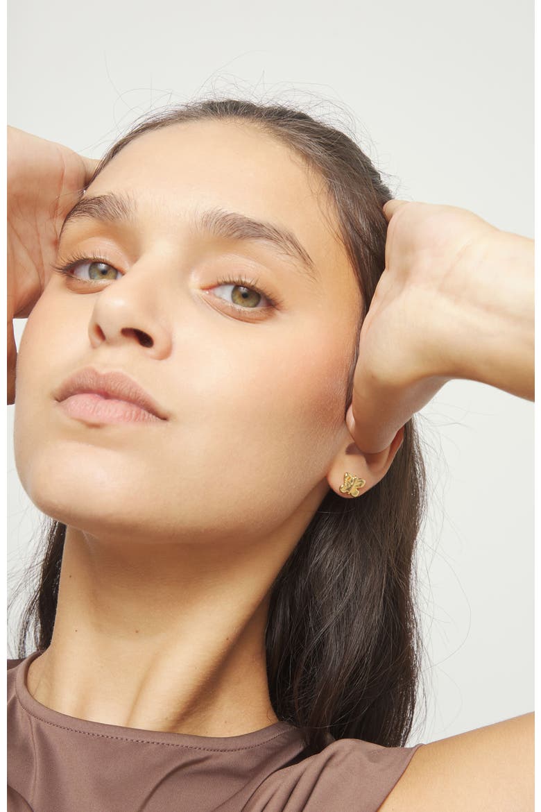 Butterfly Earrings in Gold-Tone, Alternate, color, Gold