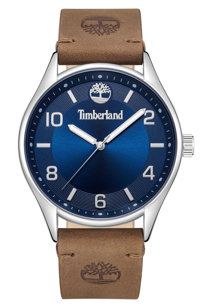 Timberland Classic Leather Strap Watch, 42.5mm, Main, color, 