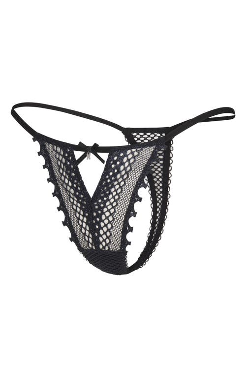 Savage X Fenty Starlet Nights G-string In Black Caviar/black Foil
