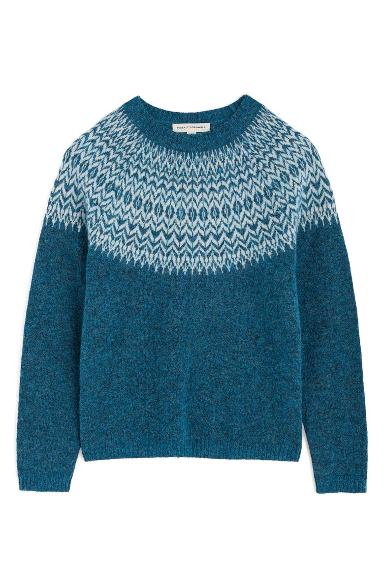 Seasalt Cornwall Spruce Frost Fair Isle Wool & Mohair Blend Sweater, Alternate, color, Knit Hellebore Shore Limestone