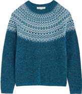Seasalt Cornwall Spruce Frost Fair Isle Wool & Mohair Blend Sweater