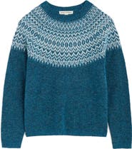 Seasalt Cornwall Spruce Frost Fair Isle Wool & Mohair Blend Sweater