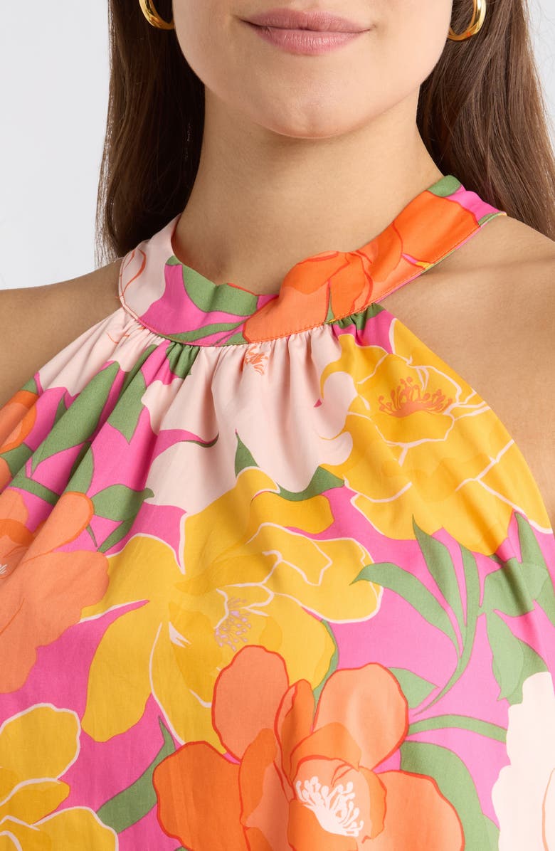 SUGARLIPS Milley Floral Della Halter Minidress, Alternate, color, Pink-Orange