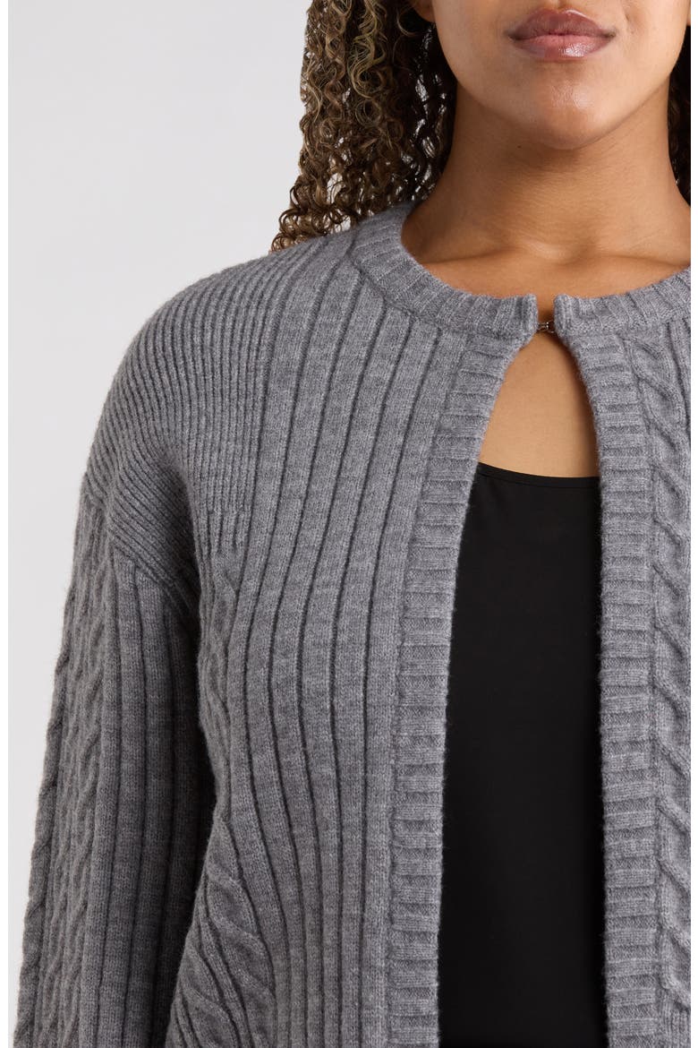 Cable Knit Cardigan, Alternate, color, GREY