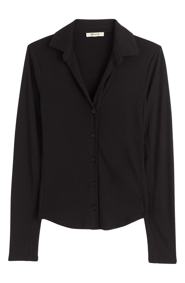 Madewell Camp Long Sleeve Button-Up Shirt, Alternate, color, Jet Black