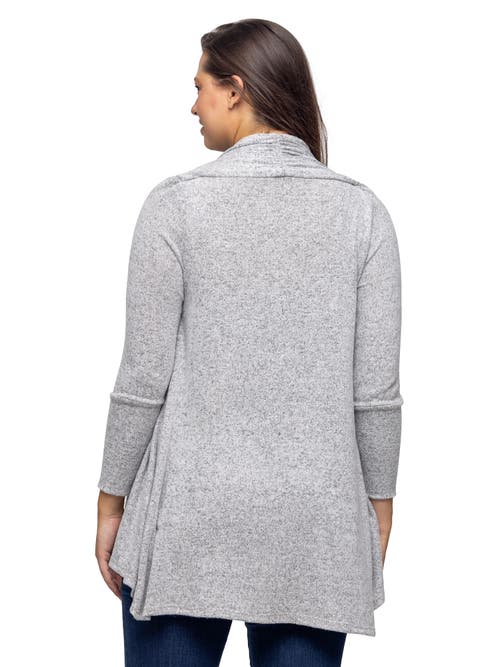 24seven Comfort Apparel Open Front Long Sleeve High Low Cozy Cardigan In Gray