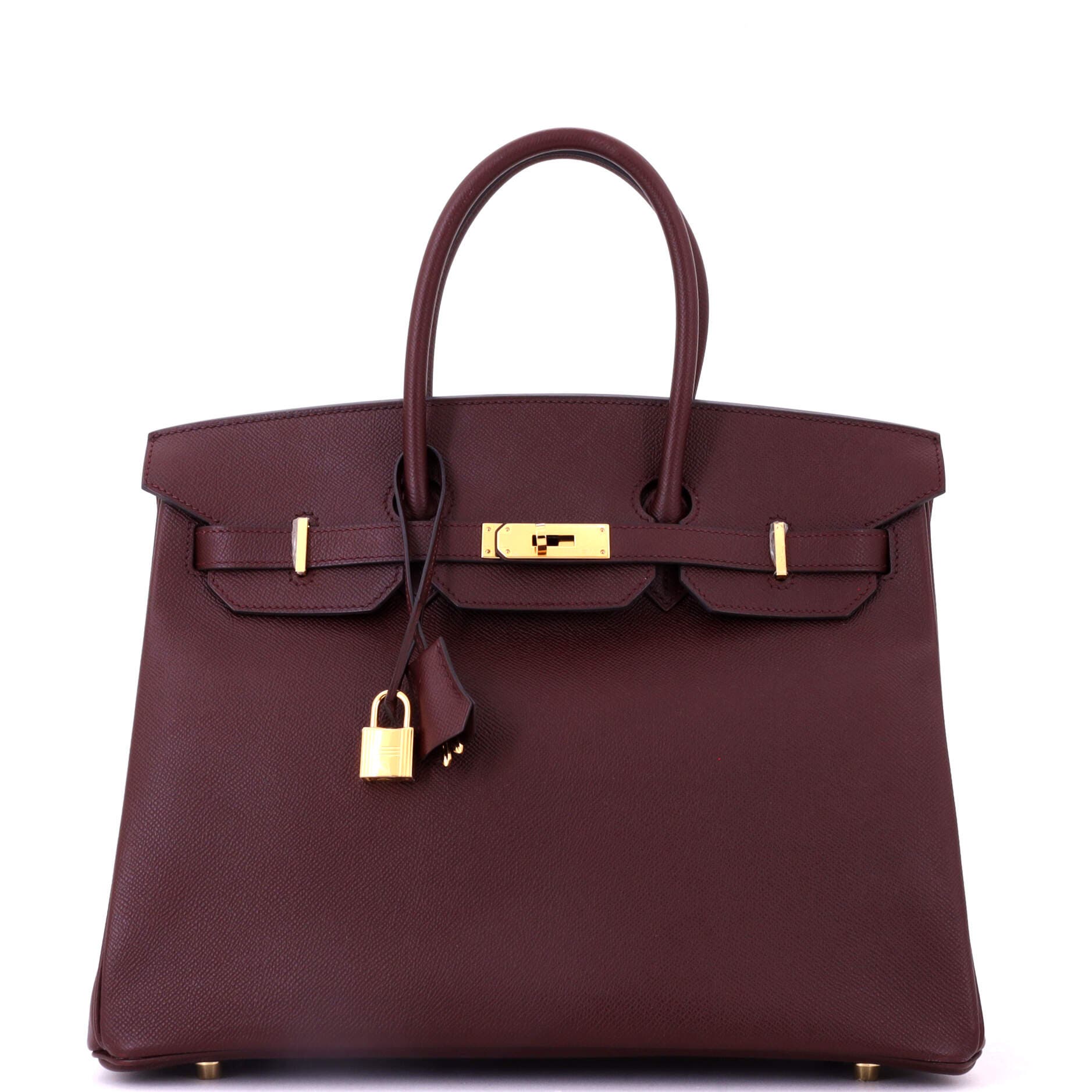 Pre-Owned Hermes Birkin Handbag Red Epsom with Gold Hardware 35, Main, color, Bordeaux