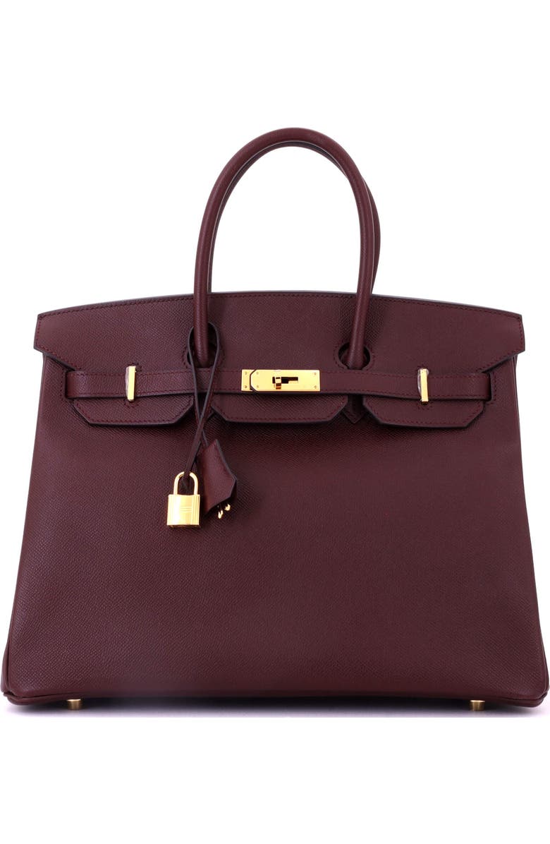 Pre-Owned Hermes Birkin Handbag Red Epsom with Gold Hardware 35, Main, color, Bordeaux