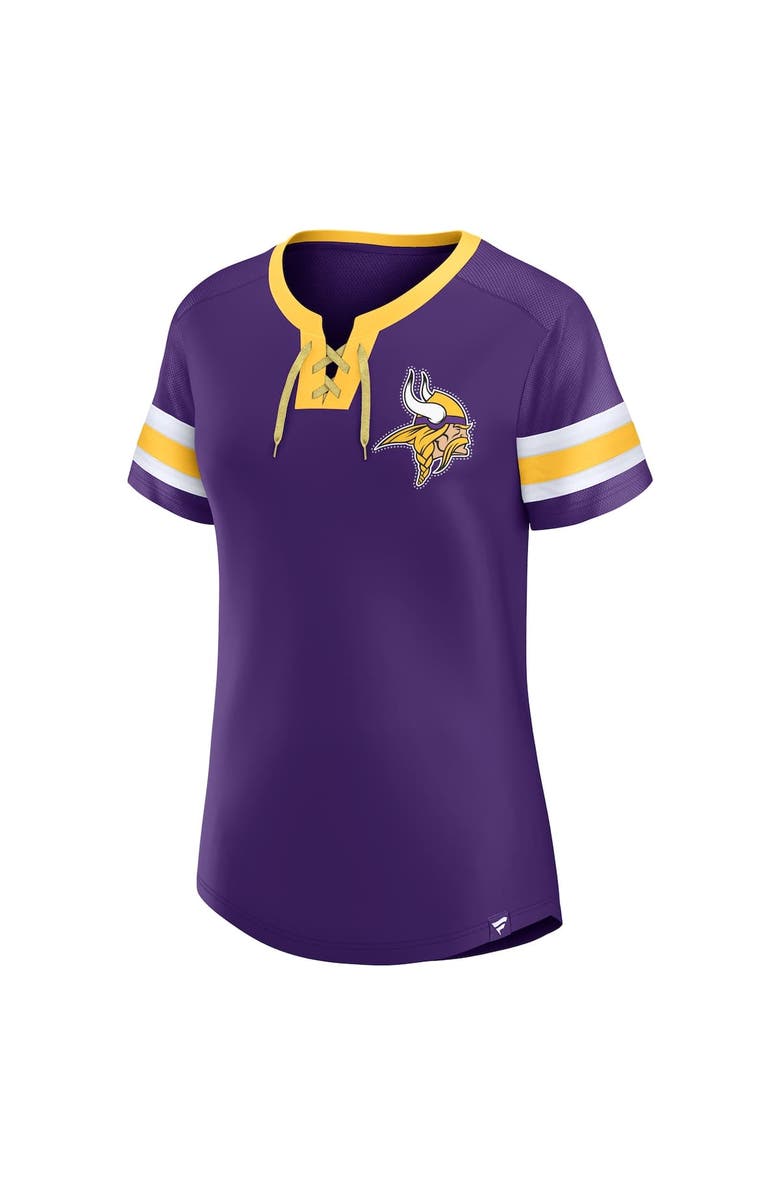 FANATICS Women's Fanatics Purple Minnesota Vikings Bling Athena Jersey Style Lace-up T-Shirt, Alternate, color,