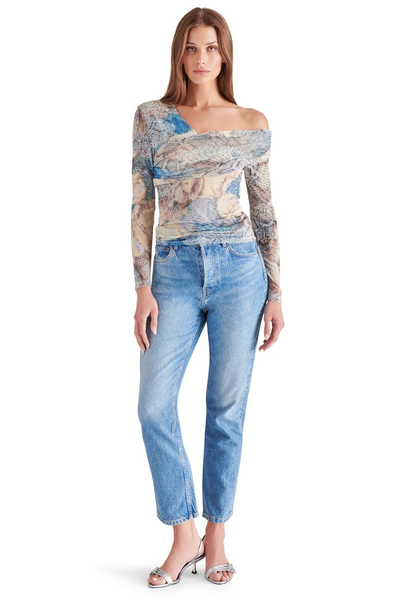 Pacie One-Shoulder Mesh Top, Alternate, color, BLUE MULTI