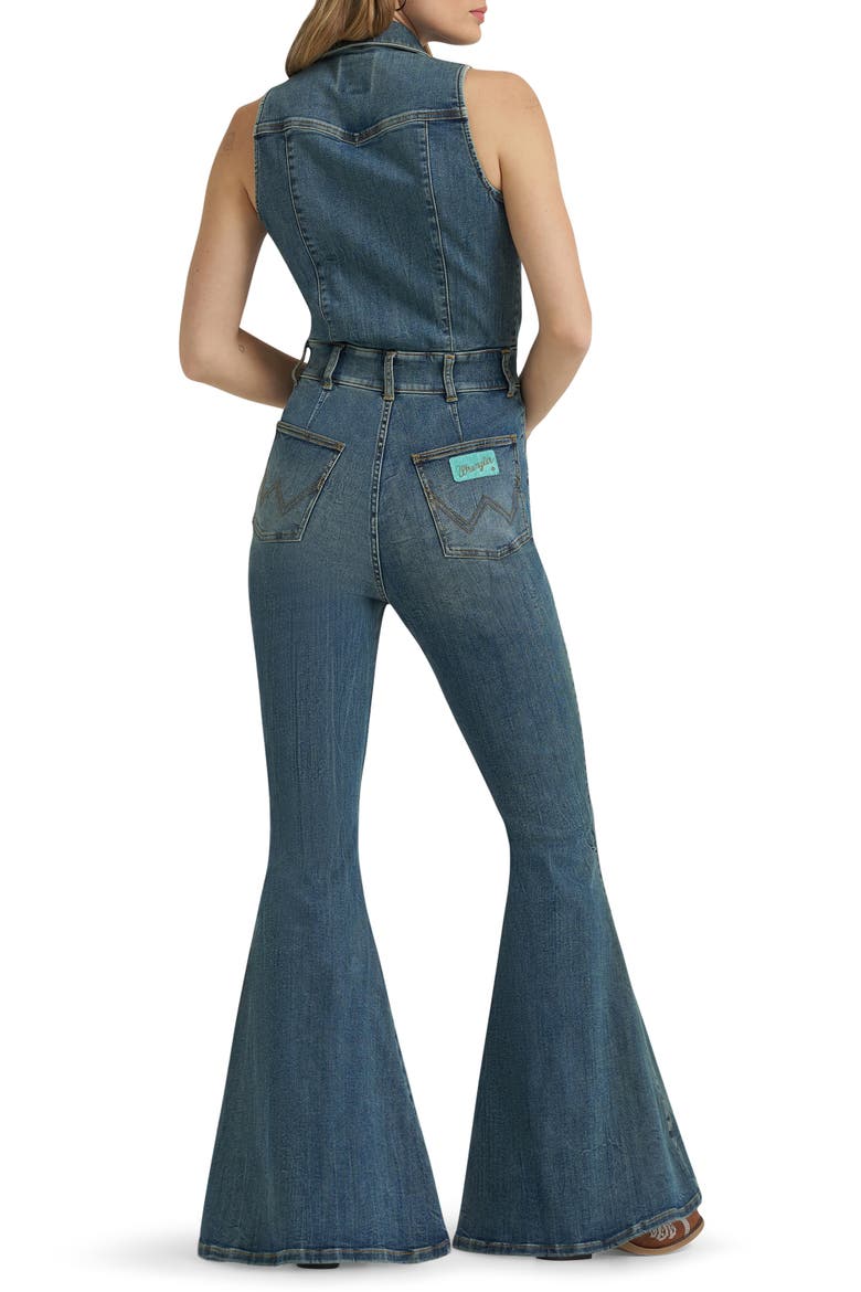 x Lainey Wilson Sleeveless Flare Denim Jumpsuit, Alternate, color, DENIM