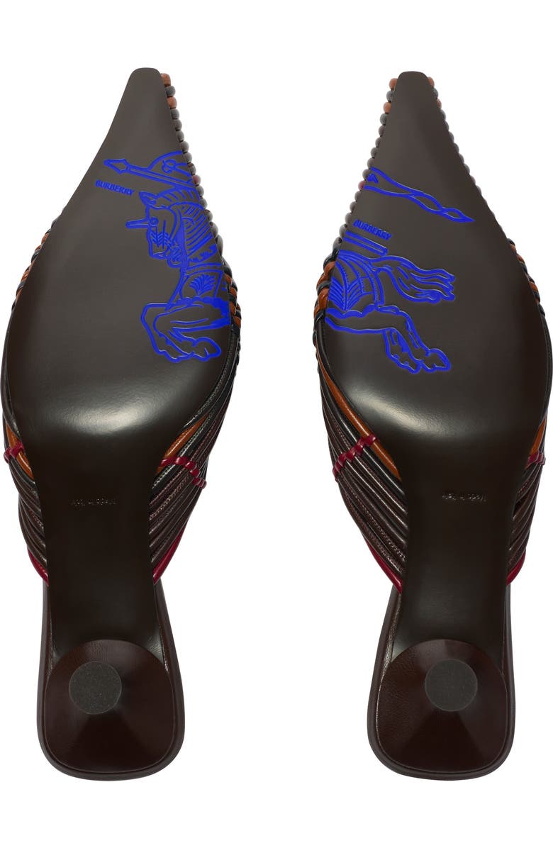 Burberry Check Woven Leather Cameo Mules, Alternate, color, Mahogany Red