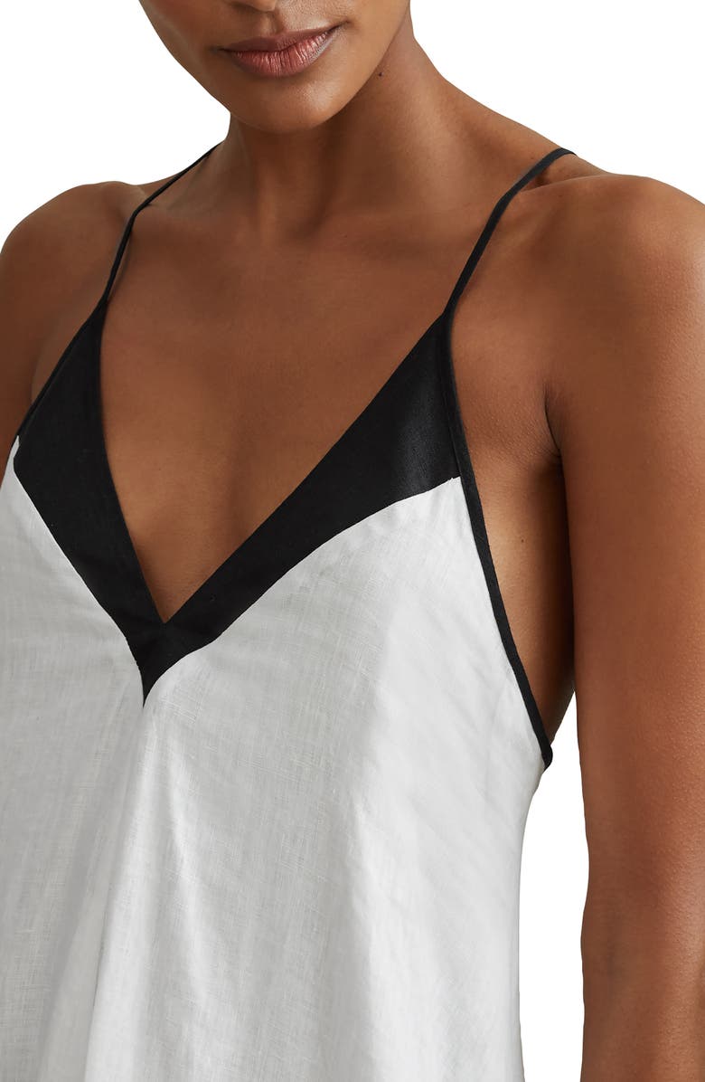 Reiss Stevie Colorblock Linen Cross Back Midi Dress, Alternate, color, 