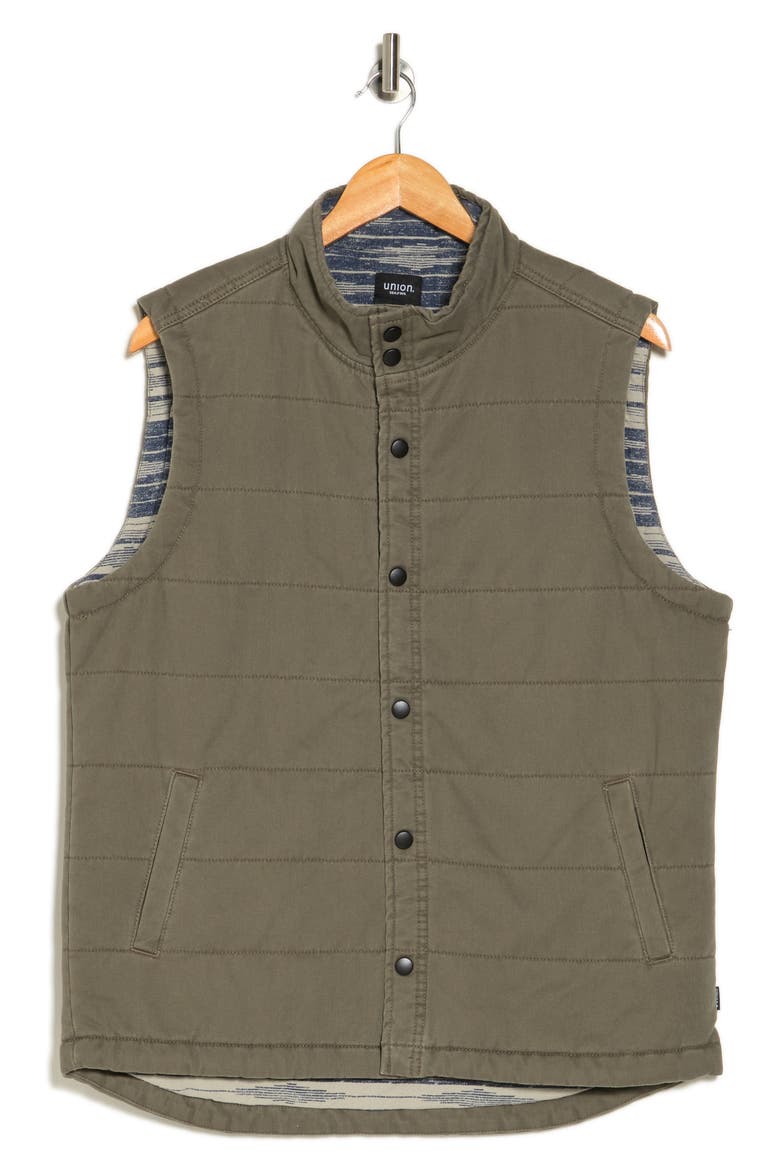 Quilted Vintage Twill Vest, Alternate, color, CARGO GREEN