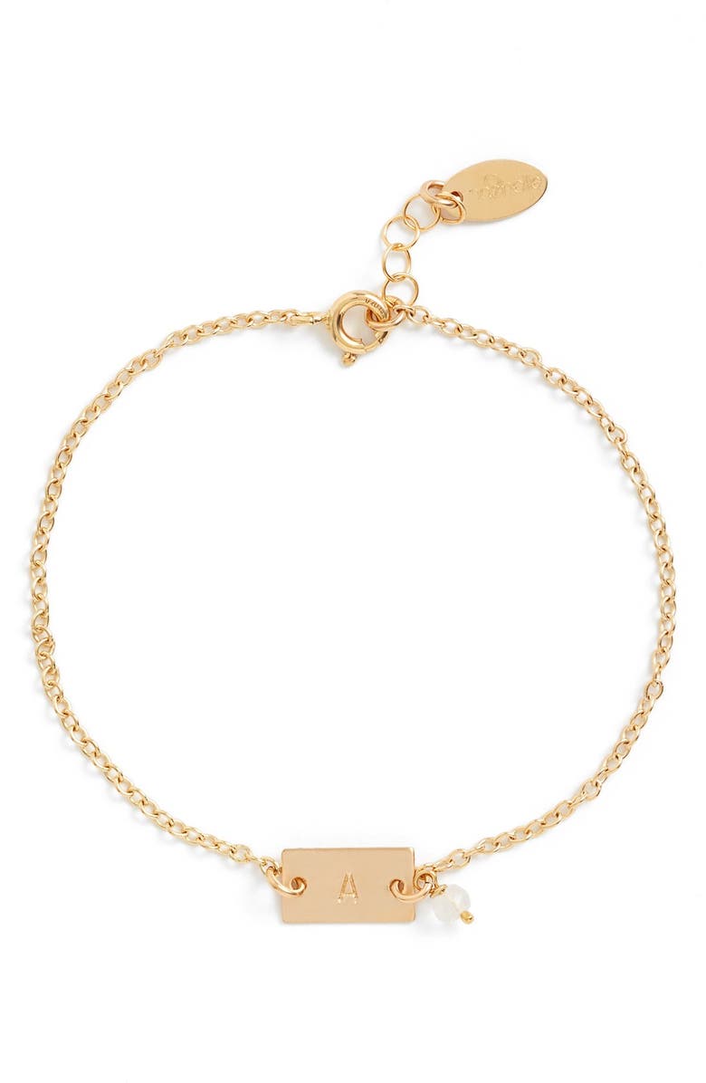 Nashelle Shaka Initial 14k-Gold Fill Bar Bracelet, Main, color, 