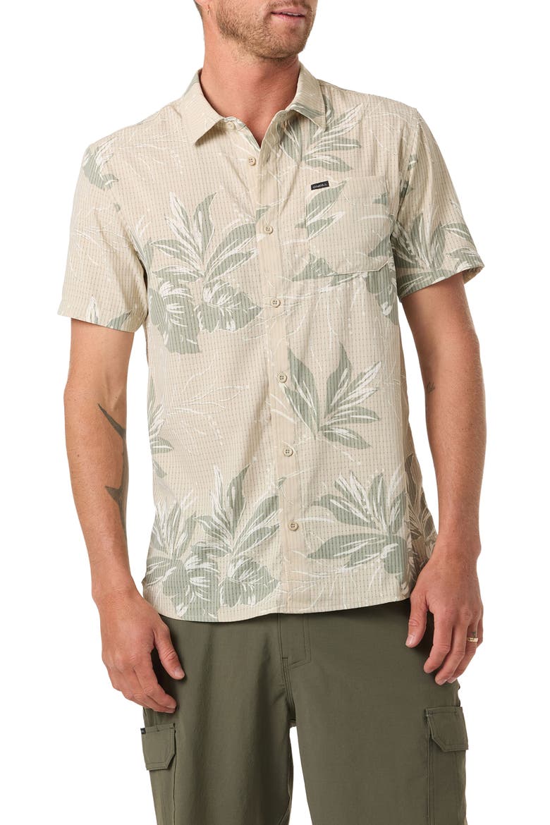 TRVLR Perforated Short Sleeve Performance, Main, color, LIGHT KHAKI