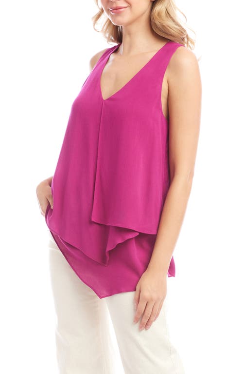 Karen Kane Drape Layered Asymmetric Gauze Tank In Purple