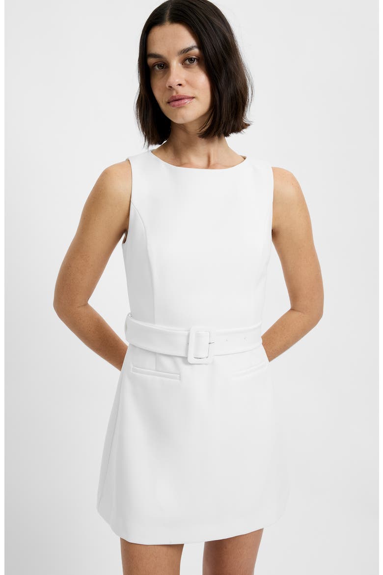 Azra Belted Sleeveless Twill Minidress, Alternate, color, SUMMER WHITE
