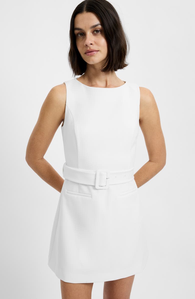 French Connection Azra Belted Sleeveless Twill Minidress, Alternate, color, Summer White