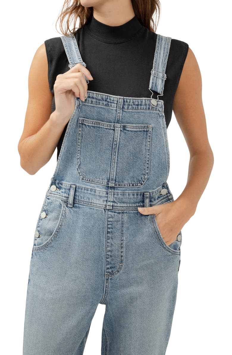 Silver Jeans Co. '90s Baggy Denim Overalls, Alternate, color, 