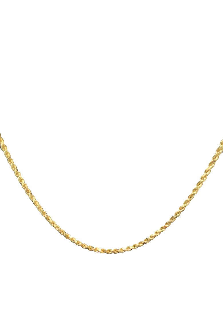 14K Diamond Cut Rope 2.2mm 16in Chain Necklace, Main, color, Yellow Gold