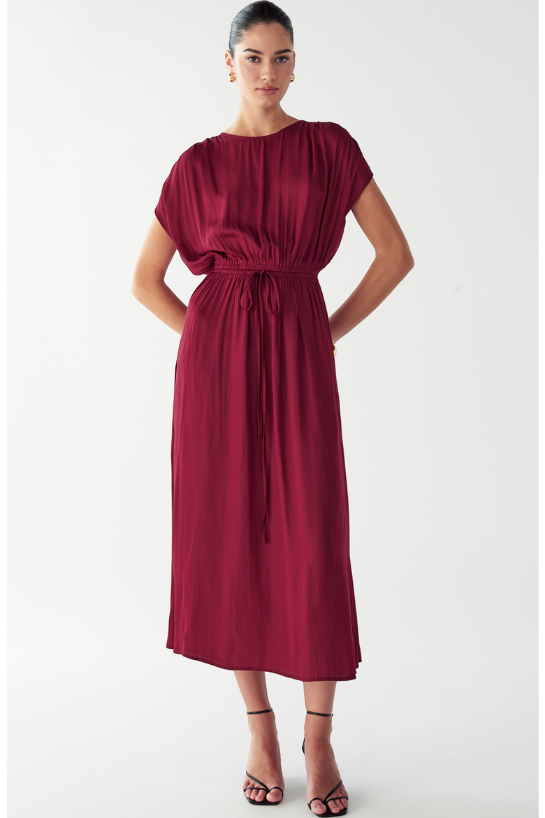 Carol Tucked Dress, Main, color, Burgundy