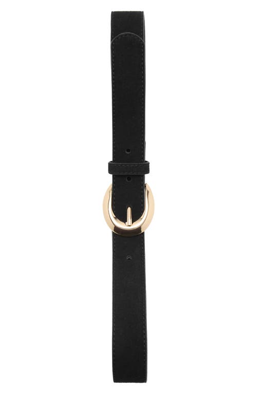 Mango Oval Buckle Suede Belt In Black